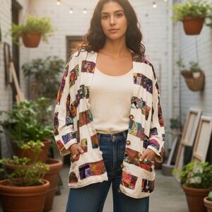 EUC Vintage 90s Nativewear Designs M Cardigan | Patchwork Rayon Jacket!